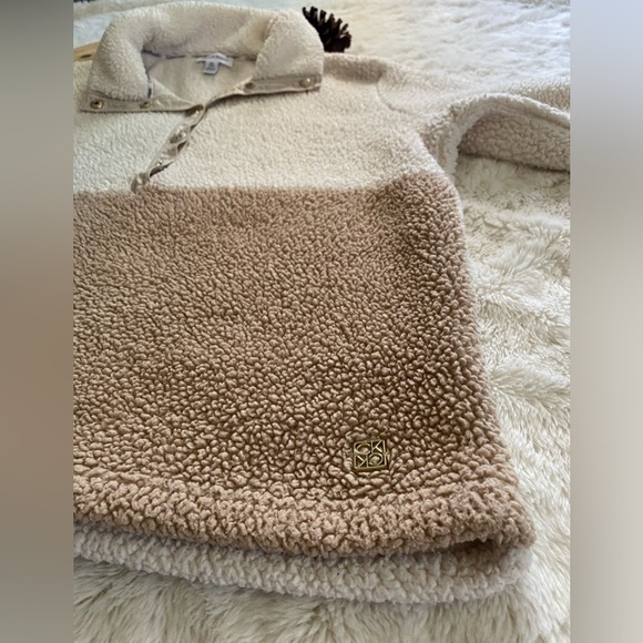 Calvin Klein Beige Sherpa Quarter Zip - Picture 4 of 4